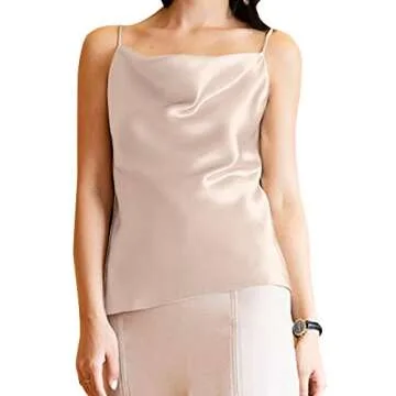 Miqieer Women's Silk Cowl Neck Tank Top - Stylish & Elegant