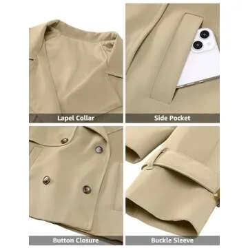 Luvamia Women's Khaki Trench Coat for Stylish Autumn Wear