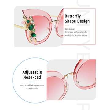 Slocyclub Halloween Glasses Jeweled Sunglasses, Funky Butterfly Shaped Sunglasses, Oversized Rhinestone Sunglasses for Women, Unique Sunglasses with UV400 Protection, Colorful Fun Sunglasses