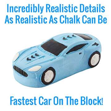 KINIA 15 Jumbo Race Car Sidewalk Chalk - Party Favors Goody Bag Pack - Birthdays, Easter, Christmas and More - Individually Wrapped - Washable - Beautiful Gift Box (Race Car Multicolor)