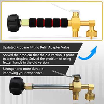 Updated Propane Fitting Refill Adapter Valve for 1LB Gas Bottle Refillable Tank Cylinders