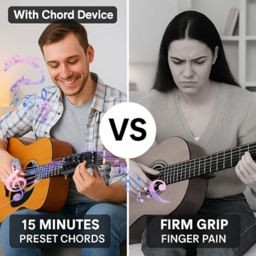 Easy Learning Acoustic Guitar Chord Presser - 15 Chords with Picks & Tuner