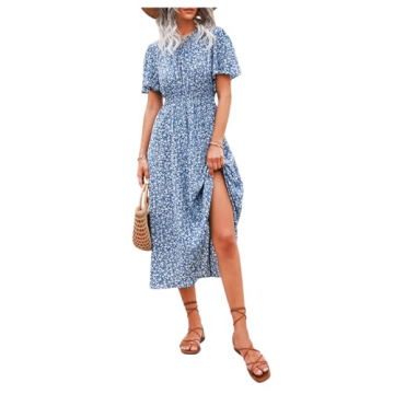 Floerns Casual Floral A Line Maxi Dress for Women