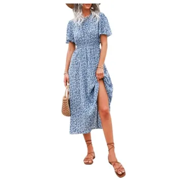 Floerns Casual Floral A Line Maxi Dress for Women