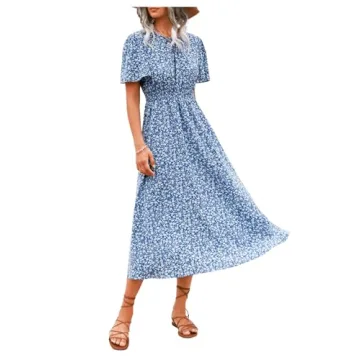 Floerns Casual Floral A Line Maxi Dress for Women