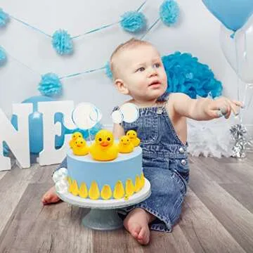 28 Piece Duck Cake Decorations - Baby Shower Toppers & Bubble Balls for Duck Theme Party Supplies