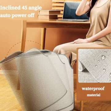 Folding Electric Heating Foot Warmer, Under Desk Leg Warmer, Folding Electric Feet Heater, Foldable Leg Warmer, with Thermostat and Timer, 4d Foldable Silent and Energy Efficient (with Foot pad)