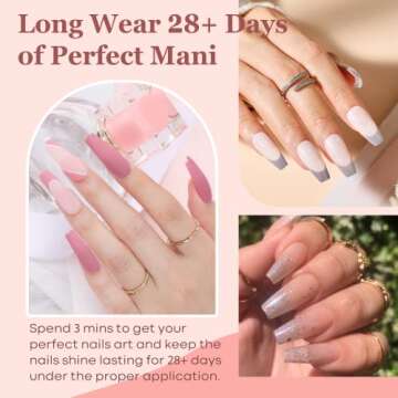 Modelones 6 Colors Dip Powder Nail Kit Starter, 12 Pcs Nude Pink Glitter Nail Dip Powder Kit System ...