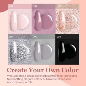 Modelones 6 Colors Dip Powder Nail Kit Starter, 12 Pcs Nude Pink Glitter Nail Dip Powder Kit System Essential Liquid Set with Base/Top Coat Activator for French Nail Art Manicure Beginner DIY Salon