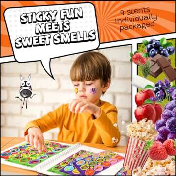 HORIECHALY Scratch and Sniff Stickers, Smelly Stickers 9 Scents 36 Sheets, Fruit and Food Scented St...