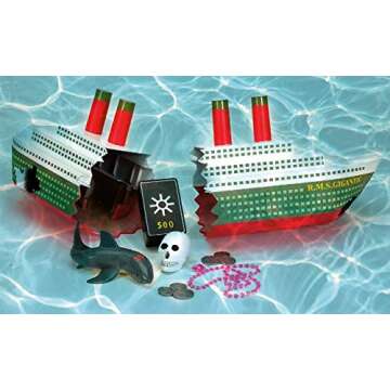 SWIMLINE Titanic Themed Dive Toy Sinking Ship Hidden Treasure Combo Pack Catch And Retrieval Cruise ...