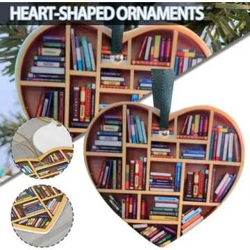 Brown Christmas Ornament,Book Ornament, Book Lovers Heart Ornament,Gift for Book Lovers, Gift for he...