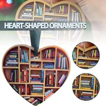 Brown Christmas Ornament,Book Ornament, Book Lovers Heart Ornament,Gift for Book Lovers, Gift for her, Gift for Christmas Hanging Ornaments Home Décor Accents