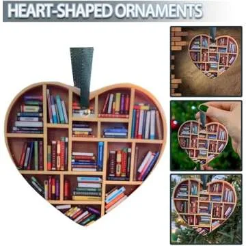 Brown Christmas Ornament,Book Ornament, Book Lovers Heart Ornament,Gift for Book Lovers, Gift for her, Gift for Christmas Hanging Ornaments Home Décor Accents