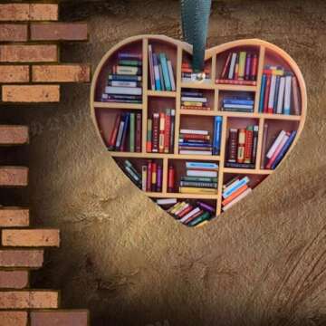 Brown Christmas Ornament,Book Ornament, Book Lovers Heart Ornament,Gift for Book Lovers, Gift for her, Gift for Christmas Hanging Ornaments Home Décor Accents
