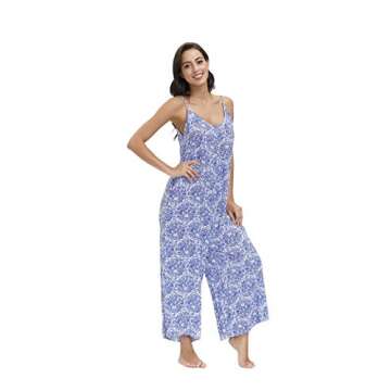 BUENOS NINOS Women's V Neck Floral Maxi Dress Boho Printed Adjustable Spaghetti Strap Ethnic Beach L...