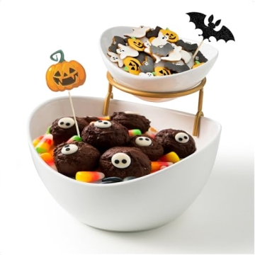 YHOSSEUN Elegant Chip and Dip Serving Set - 2 Tier Design