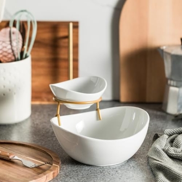 YHOSSEUN Elegant Chip and Dip Serving Set - 2 Tier Design