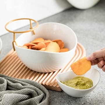 YHOSSEUN Elegant Chip and Dip Serving Set - 2 Tier Design