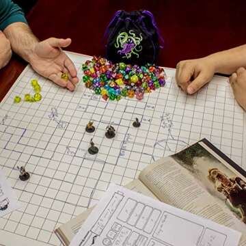 Wiz Dice DND Dice Set - 140 Pieces Total (20 Sets of 7 Dice in Unique Colors) & Storage D&D Dice Bag...