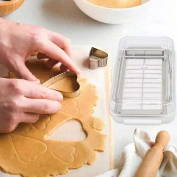 Leopacat Butter Slicer Cutter, Butter Cutter Box, Cheese Block Slicer, Butter Slicer Cutter for Dividable Lid Airtight Preservation Container Box Suitable for Easy Cutting of Two Butter Sticks