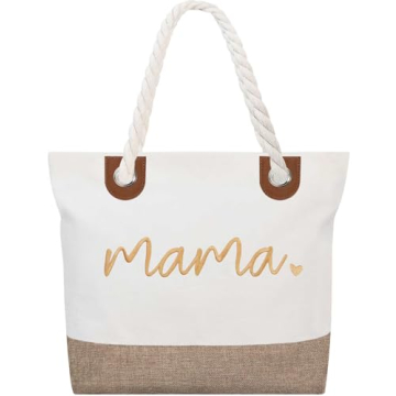 GhvyenntteS Mama Gifts, Mama Bag, Beach Tote Bag, Mom Bag with Zipper, New Mom Gifts Bag for Hospita...
