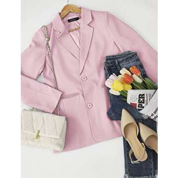 Stylish MEROKEETY Women's Pink Casual Blazer for Work