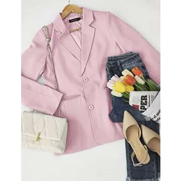 Stylish MEROKEETY Women's Pink Casual Blazer for Work
