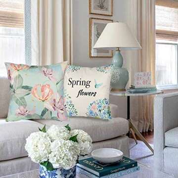 Vibrant Spring Pillow Covers Set of 4 for Home Decor