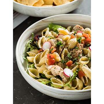 YHOSSEUN Ceramic Salad Bowl,10-inch Porcelain Serving Bowls for Pasta Fruit Snacks, 1.9 Quarts Large Stackable Dinner Serving Bowl Set of 2, Brown