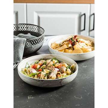 YHOSSEUN Ceramic Salad Bowl,10-inch Porcelain Serving Bowls for Pasta Fruit Snacks, 1.9 Quarts Large Stackable Dinner Serving Bowl Set of 2, Brown