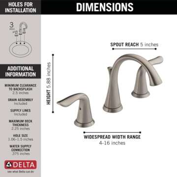 Delta Lahara Widespread Bathroom Faucet in Brushed Nickel
