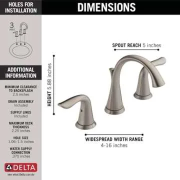 Delta Lahara Widespread Bathroom Faucet in Brushed Nickel