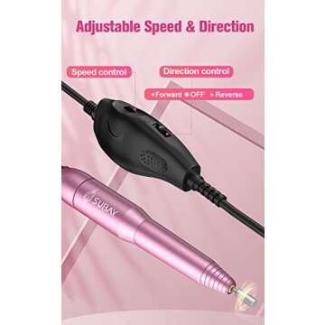 Subay Electric Nail Drills for Acrylic Nails Professional Portable Electric Nail File for Gel Nails, Manicure Pedicure, E File With Nail Drill Bits and Sanding Bands for AT-Home and Salon Use