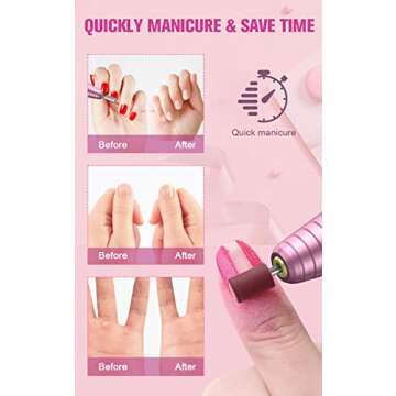 Subay Electric Nail Drills for Acrylic Nails Professional Portable Electric Nail File for Gel Nails, Manicure Pedicure, E File With Nail Drill Bits and Sanding Bands for AT-Home and Salon Use