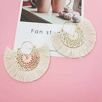 Stylish Tassel Hoop Statement Dangle Earrings for Women