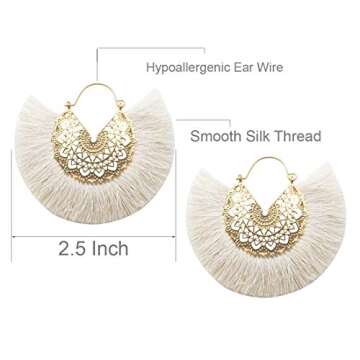 Stylish Tassel Hoop Statement Dangle Earrings for Women