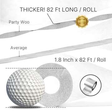 PartyWoo Crepe Paper Streamers 4 Rolls 328ft, Pack of Silver Foil Party Streamers, Party Streamers for Birthday Party Decorations, New Year's Eve Decorations, Wedding Decorations (1.8 In x 82 Ft/Roll)