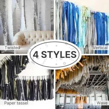 PartyWoo Crepe Paper Streamers 4 Rolls 328ft, Pack of Silver Foil Party Streamers, Party Streamers for Birthday Party Decorations, New Year's Eve Decorations, Wedding Decorations (1.8 In x 82 Ft/Roll)