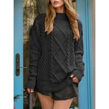 ANRABESS Oversized Cable Knit Sweater for Women