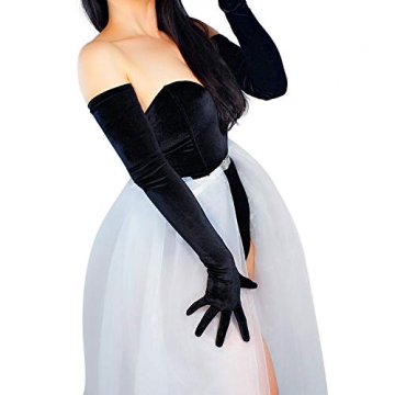 Elegant Long Velvet Touchscreen Gloves for Women