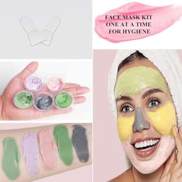 Aaenouicfs Clay Mask Set 20 Pods, Face Mask Skin Care, Green Tea, Turmeric, Dead Sea Mud, Rose, 24K Gold, Eggplant, Avocado, Mud Mask Deep Cleansing Skin, Blackhead Removal, Men & Women Facial Mask