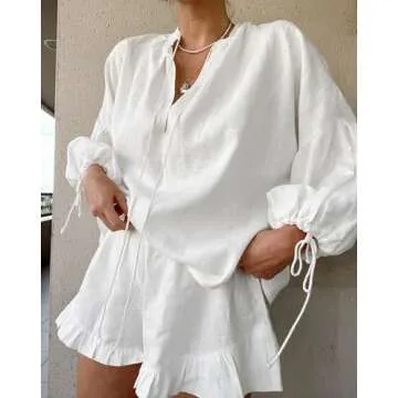 Mxiqqpltky Linen Shorts Sets Women Stylish Outfits