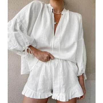 Mxiqqpltky Linen Shorts Sets Women Stylish Outfits