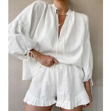 Mxiqqpltky Linen Shorts Sets Women Stylish Outfits
