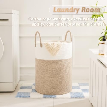 Artfeel Cotton Rope Laundry Basket, 60L Stylish Storage