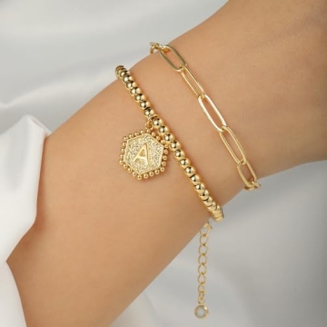 Cute Gold Initial Charm Bracelets for Personalized Style