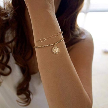 Cute Gold Initial Charm Bracelets for Personalized Style