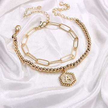 Cute Gold Initial Charm Bracelets for Personalized Style