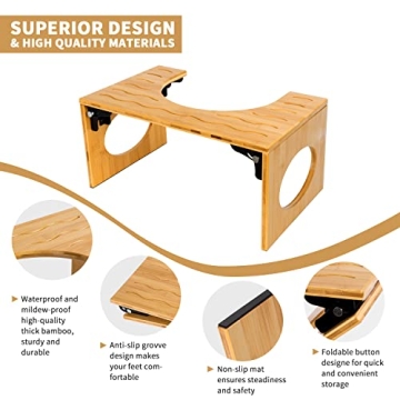 BQYPOWER Bamboo Toilet Stool 8 Inch Collapsible Stool